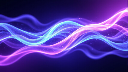 Fototapeta premium A mesmerizing blend of blue and pink waves flowing seamlessly through a dark background.