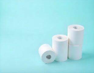 isolated toilet paper roll on a pale pastel light blue background, warm, comfy, smooth, soft