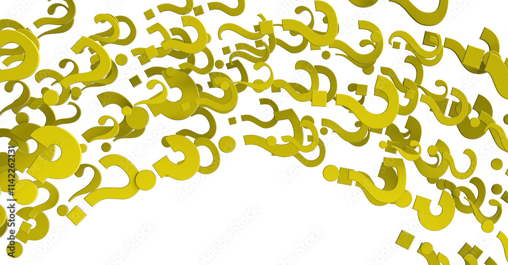 Aufkleber colored question marks background concept. 3D Rendering.