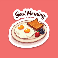 Good morning icon comic style steaker