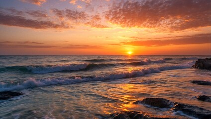 Golden Sunset Over the Ocean