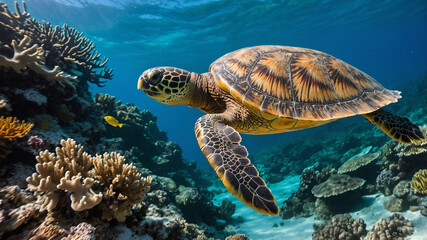 Obraz premium turtle swimming in the sea