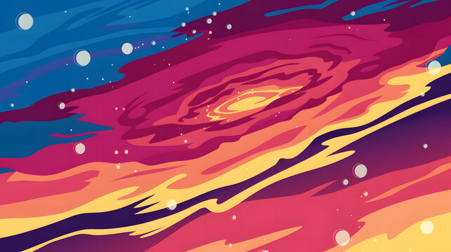 An abstract illustration of a sky with swirling red and orange patterns.