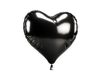 black heart shape balloon on transparent background