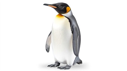 Obraz premium Realistic illustration of Emperor penguin on white background.