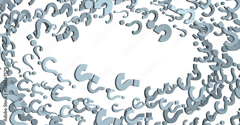 Poster 3D render of wide perspective view of ANY QUESTIONS?