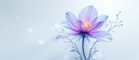A stunning purple lotus flower with delicate petals and a soft, glowing center.