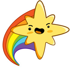 Yellow star with smile icon illustration	
