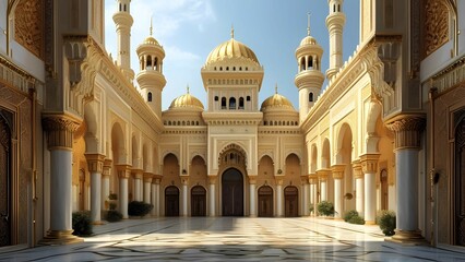 The fabulous Sultan's palace from the Arabic fairy tale the magic lamp