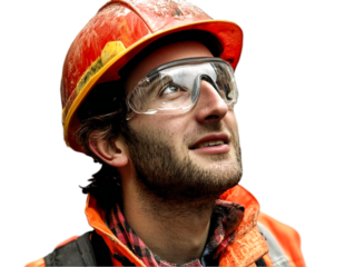 construction worker wearing helmet