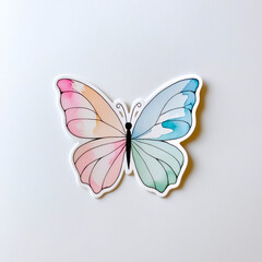 Obraz premium Artistic Butterfly Sticker Featuring Soft Watercolor Brush Strokes