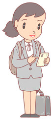 ビジネスウーマンのイラスト - オフィスレディ・女性社員・働く女性・スマホ操作・スカートスーツ