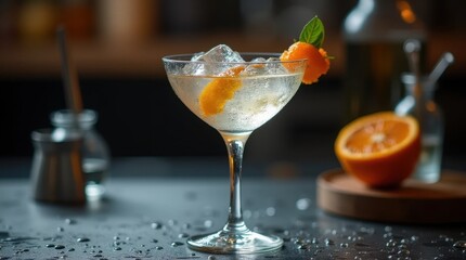 Chilled Cosmopolitan Cocktail in a Martini Glass