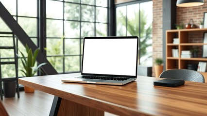 Fototapeta premium office desk with laptop computer