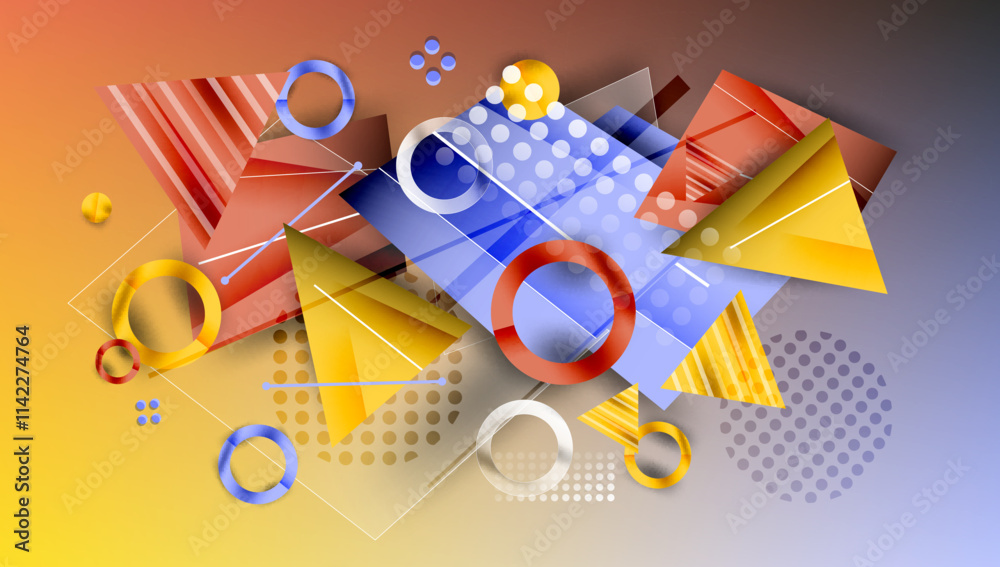 Poster creative triangles and circles composition