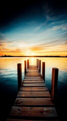 Fototapeta premium Inside the studio, a serene New Year's Eve lakeside scene captures fireworks reflecting perfectly on still water under a glowing moonlit sky