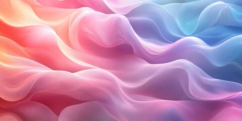 Obraz premium Abstract pastel pink, orange, and blue wavy fabric texture background.