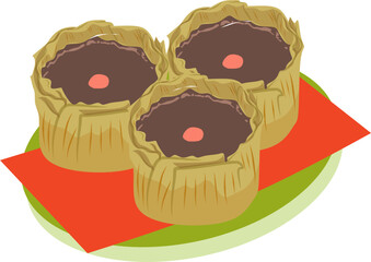 Gula Melaka Tikoy (Nian Gao) Chinese New year food clipart 