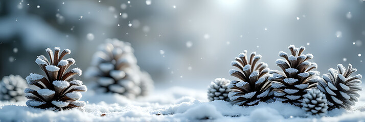 Winter season Christmas concepts feature ideas incorporating silver pinecones and snow to create a festive atmosphere instantly._00001_