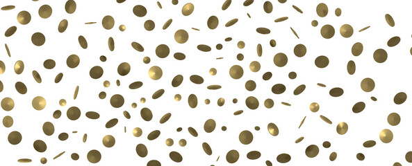 Golden serpentine confetti on transparent background. luxury isolated