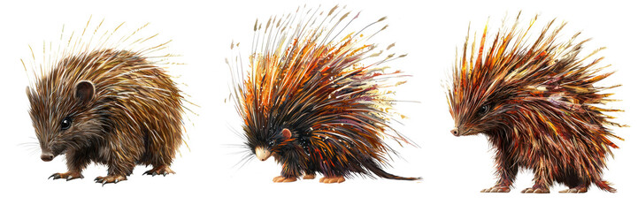 Naklejka premium Curious Porcupine with Vibrant Quills in Natural Habitat