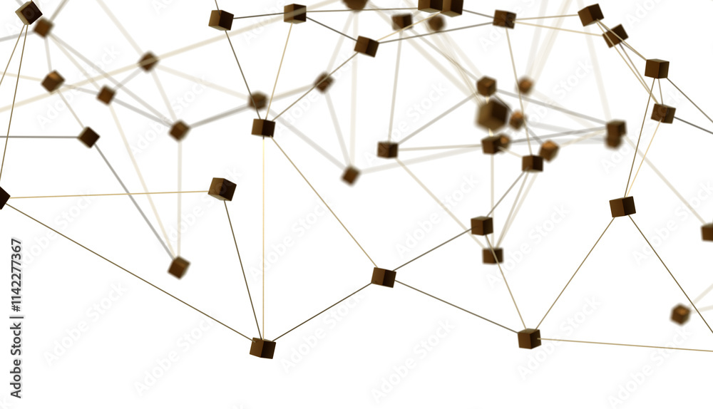 Poster Abstract digital connection dots and lines. Technology background. Network connection structure. Plexus effect. 3d
