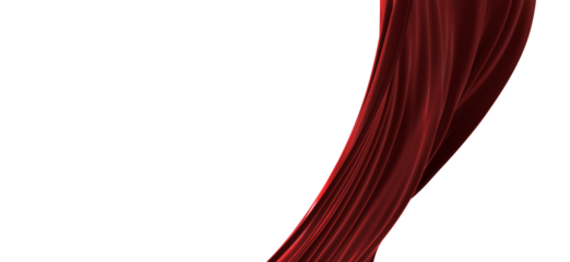 red wave silk satin fabric on white background for grand opening ceremony other occasion
