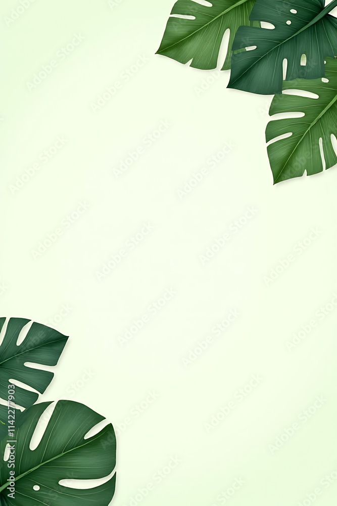 Aufkleber tropical leaves in a beautiful abstract design on a plain background with ample space for text overl