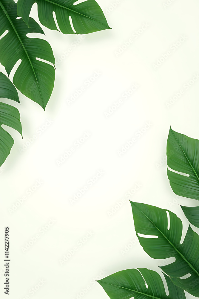 Leinwandbilder tropical leaves in a beautiful abstract design on a plain background with ample space for text overl
