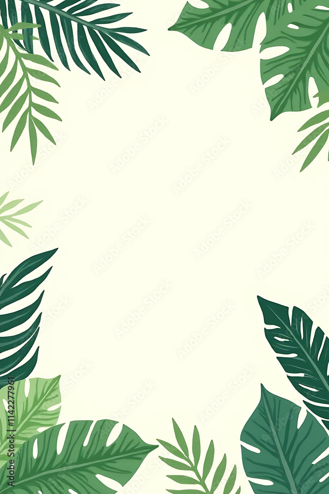 Poster Tropical leaves in a beautiful abstract design on a plain background with ample space for text overlays._00002_
