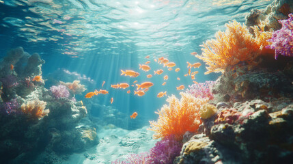 Vibrant Coral Reef with Tropical Fish