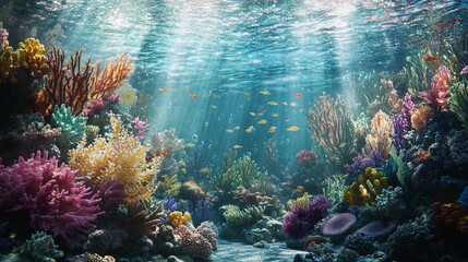 Vibrant Coral Reef with Tropical Fish