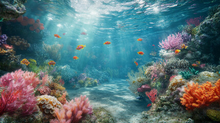 Vibrant Coral Reef with Tropical Fish
