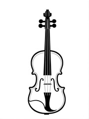 Fototapeta premium The word -Violin- written above the bold letter -V,- with a simple black-and-white outline drawing of a violin beneath it._00001_