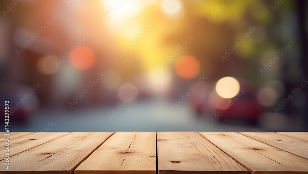 Poster the wooden tabletop is absent in this selective focus image featuring an abstract background with vi