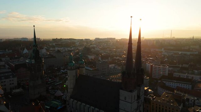 Halle (Saale)Grmany  at Dawn: A Stunning Aerial Perspective