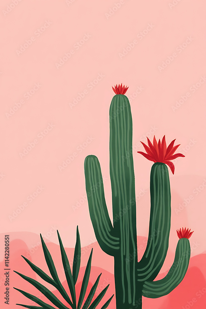 Poster the living coral color was chosen as the highlight of 2019, paired with an exotic cactus design on a