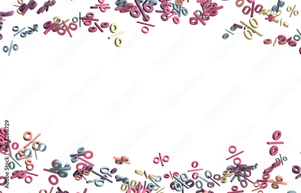 Poster 3d Sales icons floating in the air 3D rendering