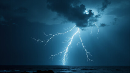 Fototapeta premium Lightning weather theme. Generative ai.