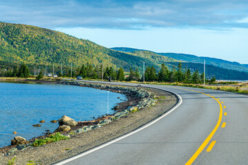 A view on the north shore of the Englishtown Ferry on the Cabot Trail, Nova Scotia, Canada in the fall © Nicola