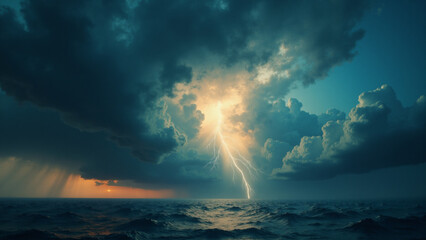 Lightning weather theme. Generative ai.