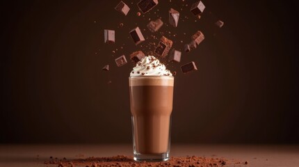 Chocolate Milkshake with Flying Chocolate Chunks