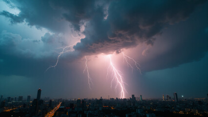 Lightning weather theme. Generative ai.