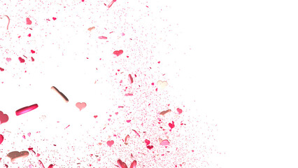 hearts on a transparent background. 3D rendering. for valentine's day and wedding. PNG Rain from hearts. in transparent PNG