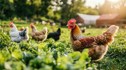 Fototapeta premium A sustainable farm with a variety of crops and animals, promoting ecological diversity