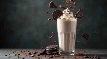 Cookies and Cream Milkshake with Oreo Pieces