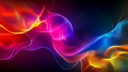 Obraz premium Futuristic abstract background featuring vibrant, glowing lines that form dynamic shapes, generated using advanced AI technology