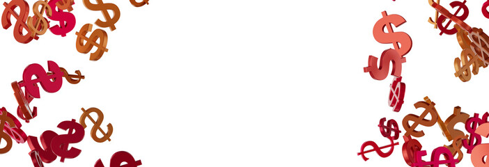 Flying money on white background.