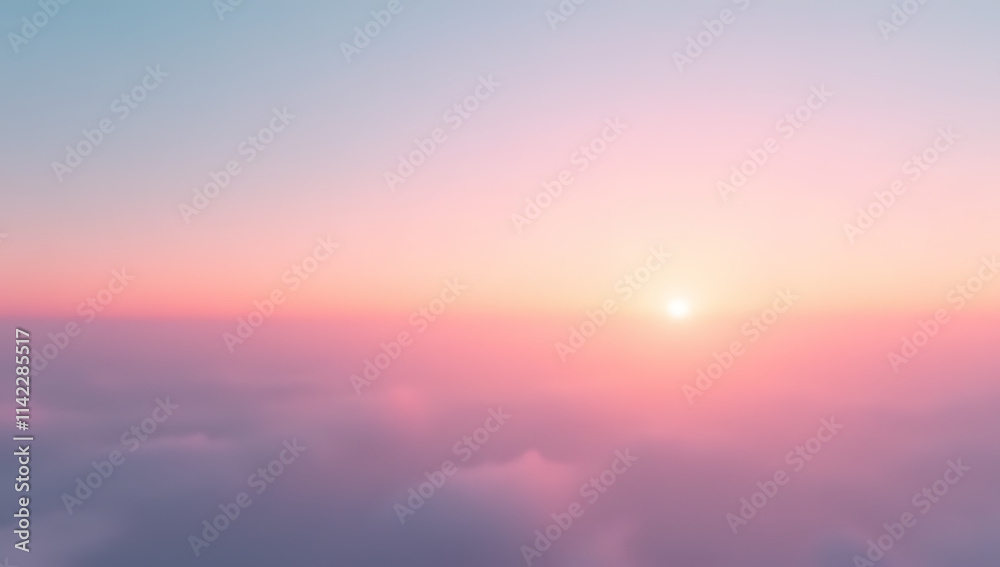 Poster Soft pastel hues of a serene sunset backdrop create a breathtakingly beautiful gradient effect in the evening sky._00003_