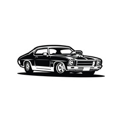 Australian Muscle Car Monochrome Silhouette Vector Illustration Isolated